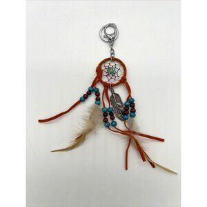 2 Inch Dreamcatcher Beaded Key Chain Keyring ( orange & Turquoise color )